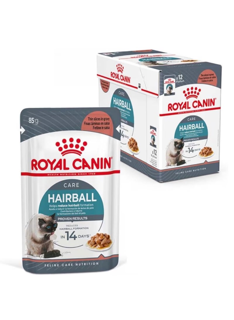 Royal Canin Feline Care Nutrition Hairball Gravy 12X 85Gm Cat Wet Food Pouches